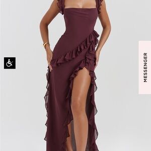 House of CB Ariela Mulberry Ruffle Dress